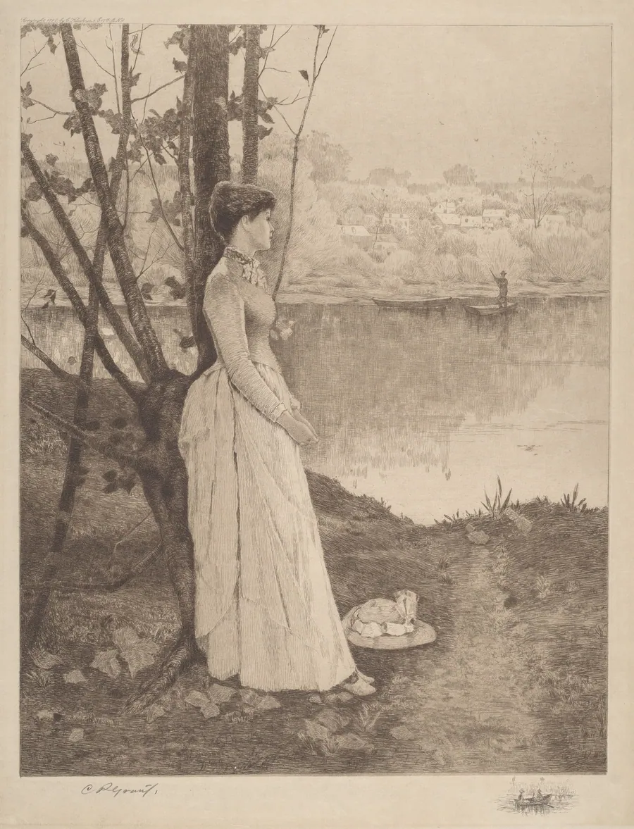 Untitled (Lady by a Riverbank) by Clement Rollins Grant
