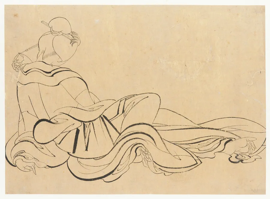 Seated woman scratching her head by Katsushika Hokusai 葛飾北斎 (1760-1849)