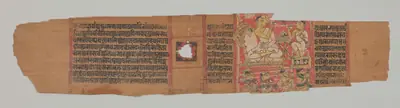 Monk preaching to a disciple with a lay audience, folio 2 (recto) from a Parshvanatha Charitra (Life and Stories of Lord Parshva) of Bhavadeva-suri