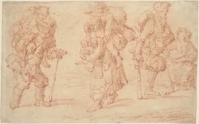 Three Pairs of Beggars with Babies