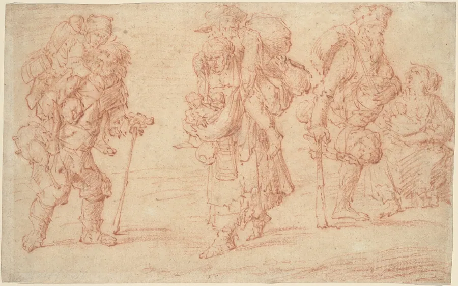Three Pairs of Beggars with Babies by Jacob Weyer
