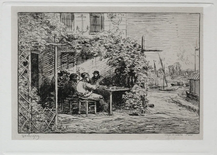 The Boat Trip:  The Lunch before Going Aboard at Asnières by Charles François Daubigny