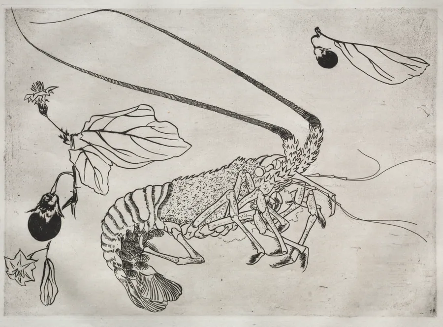 Dinner Service (Rousseau service): Large lobster with raised antenna (no. 21) by Félix Bracquemond