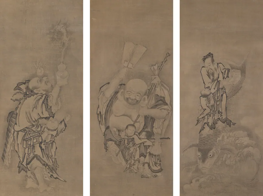 Hotei with Daoist Immortals by Kyūseki Tomonobu
