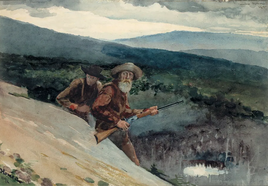 Bear Hunting, Prospect Rock by Winslow Homer, born Boston, MA 1836-died Prout's Neck, ME 1910