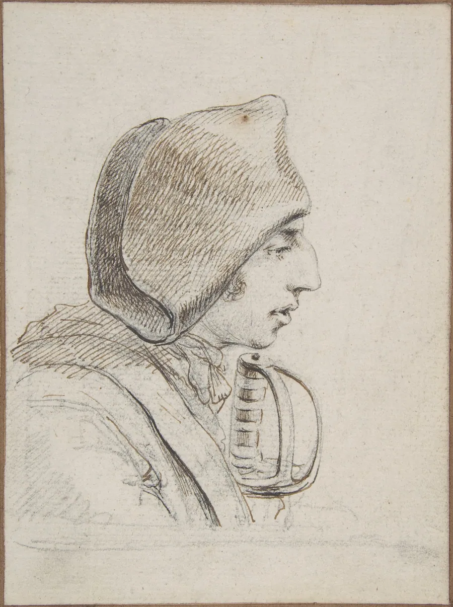 Head of a soldier in profile, with a sword handle by baron Dominique Vivant Denon
