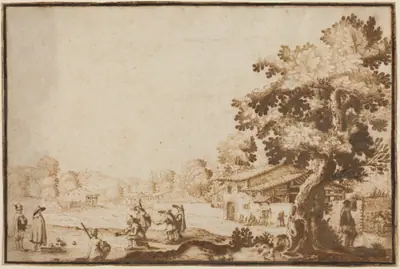 Men Playing Boccie in a Village