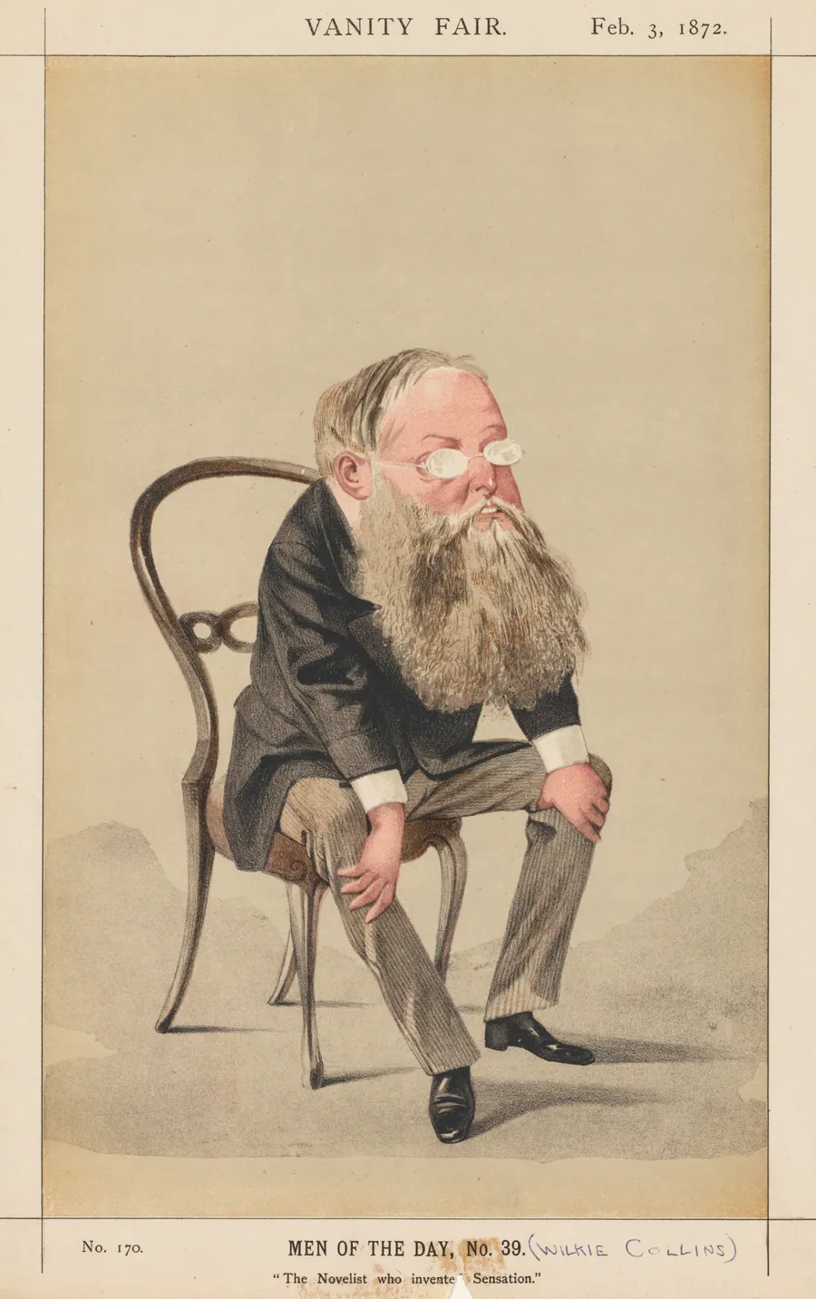 Vanity Fair: Men of the Day, No. 39 "The Novelist who invented Sensation" by Adriano Cecioni