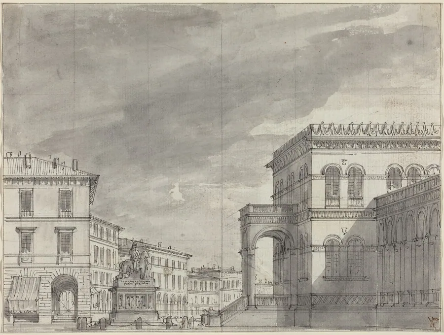 Piazza with an Equestrian Monument and a Palace by Alessandro Sanquirico