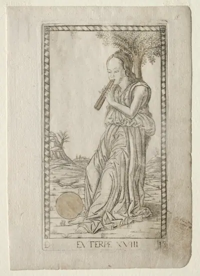 Euterpe (music, lyric poetry) (from the Tarocchi series D:  Apollo and the Muses, #18)