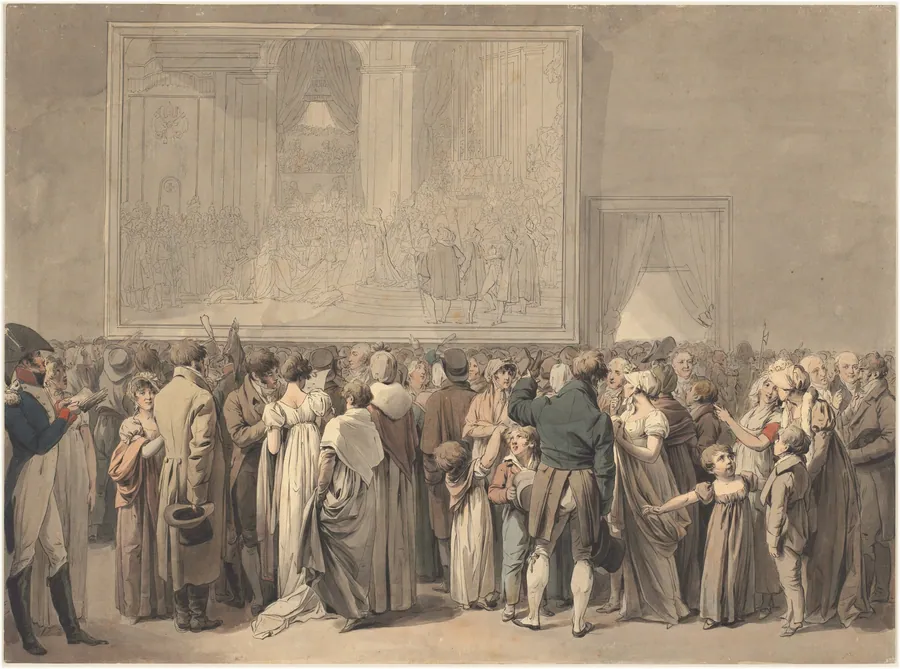 The Public in the Salon of the Louvre, Viewing the Painting of the "Sacre" by Louis-Léopold Boilly