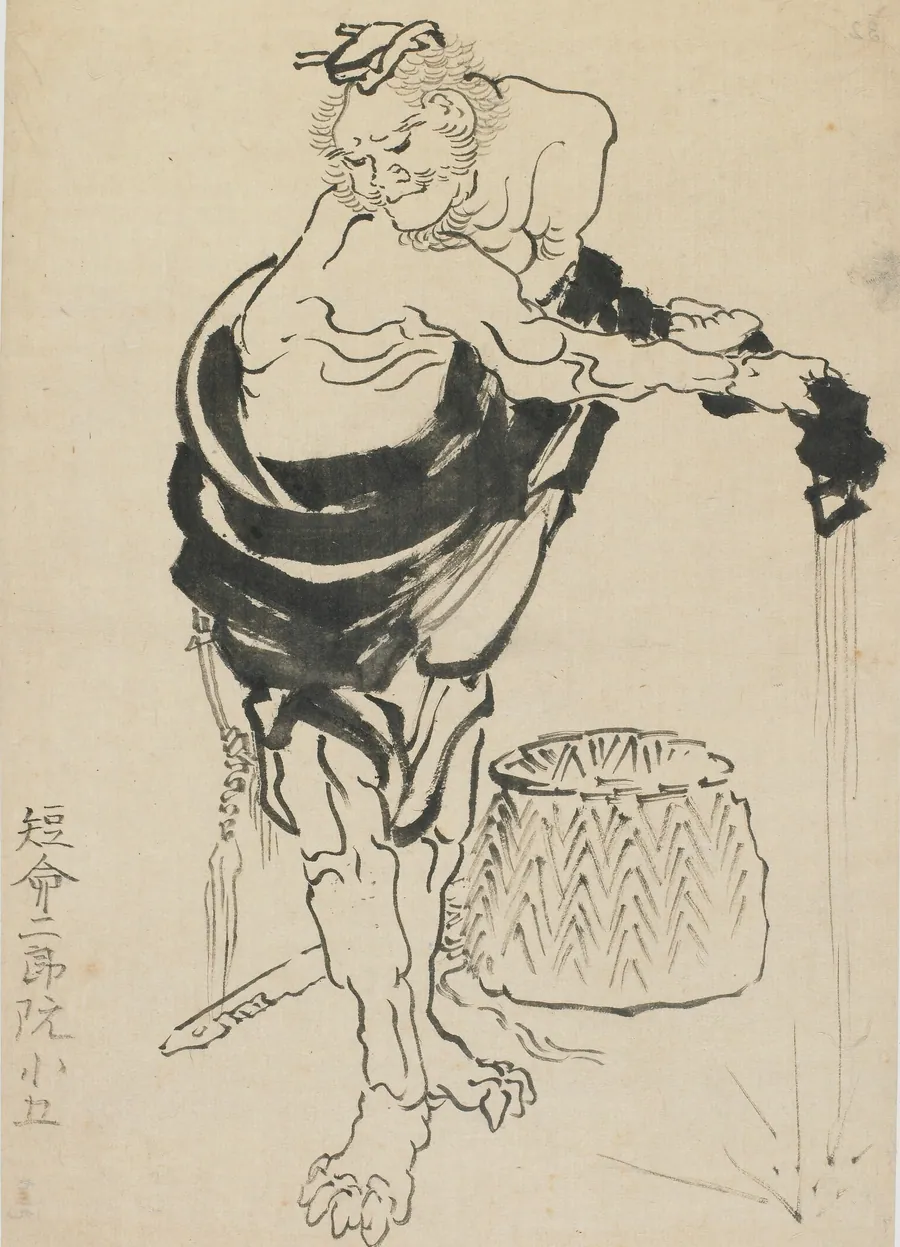 Man wringing out his robe by Katsushika Hokusai 葛飾北斎 (1760-1849)
