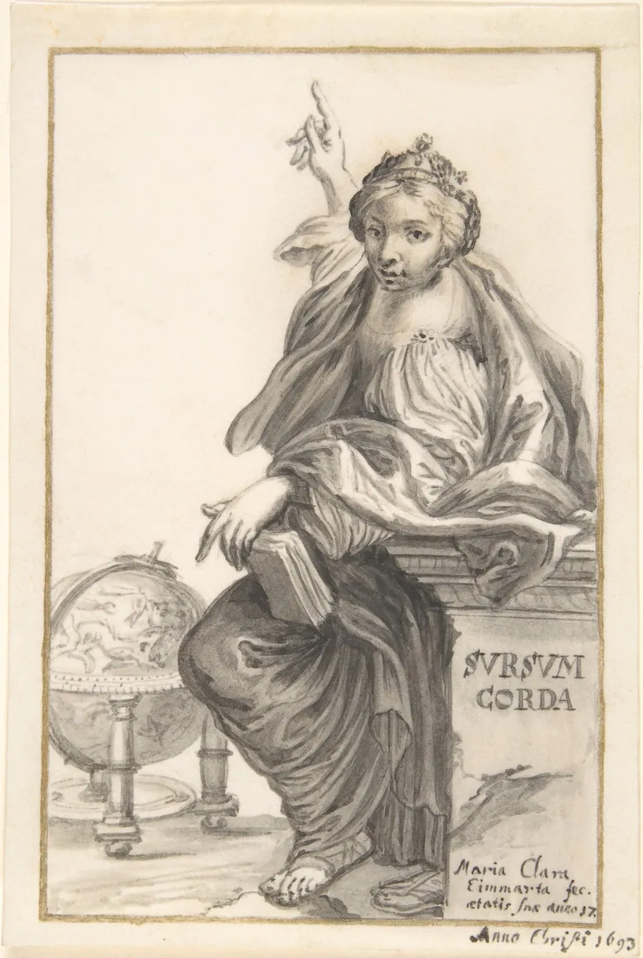 Saint Margaret Ponting to Heaven, with a Globe Next to Her by Maria Clara Eimmart