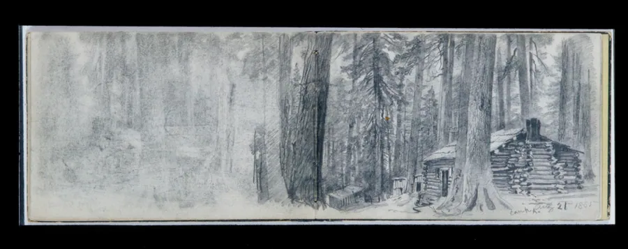 Camp A: Log Cabin in Woods (from Sketchbook X) by William Trost Richards