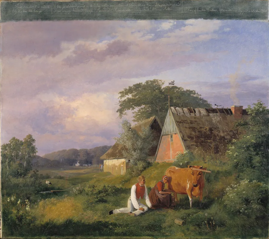 Malkescene. Fra Christian Winther: Aftenmøde by Johan Thomas Lundbye