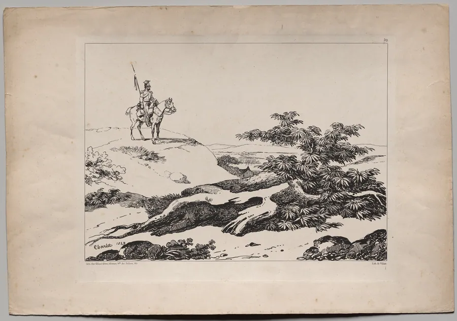 Soldier on Horse in Landscape by Nicolas Toussaint Charlet