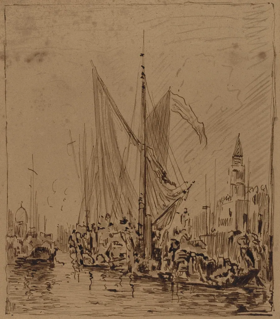 Boats and Gondolas before the Piazza San Marco by Félix Ziem