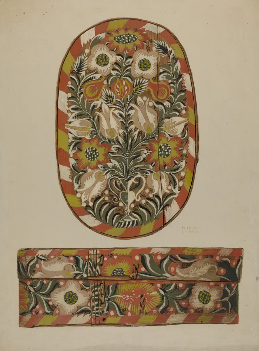 Pa. German Bride or Cap Box by Frances Lichten
