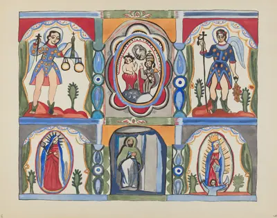 Plate 6: Chapel Altarpiece, Santa Cruz: From Portfolio "Spanish Colonial Designs of New Mexico"