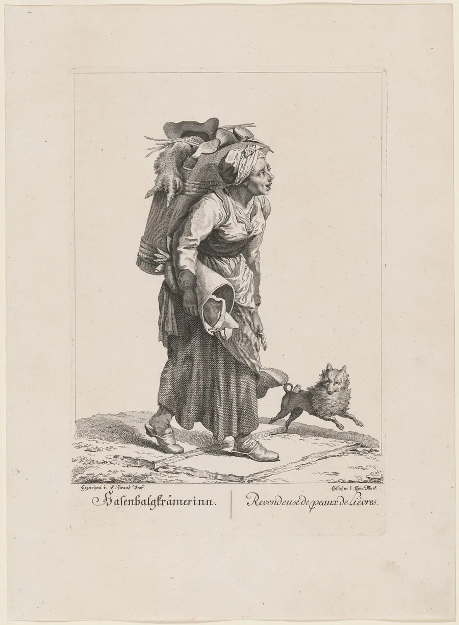 Hasenbalgkrämerinn/Revendeuse de peaux de Lièvres (Seller of Hares' Skins) by Quirin Mark