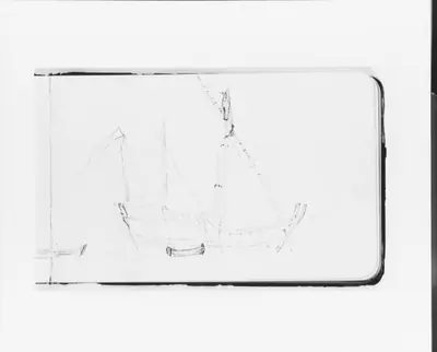 Sketch of a Ship at Anchor for The Landing of Columbus (from Sketchbook)