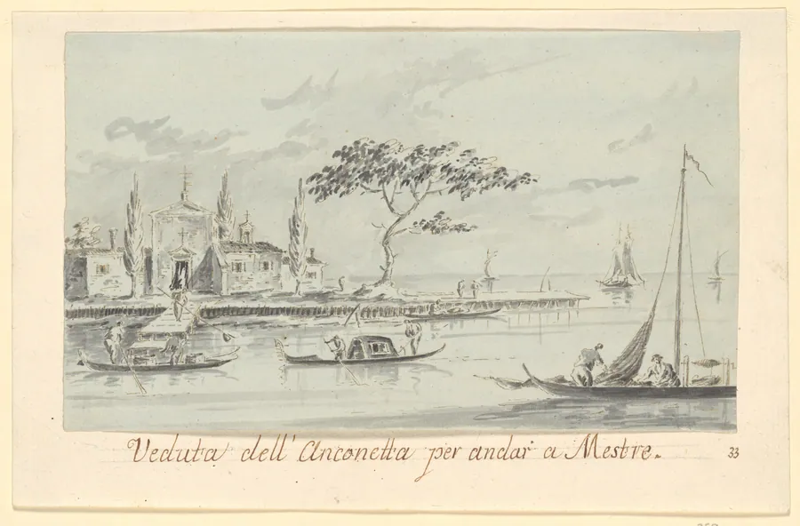 The Island of L'Anconetta, on the Way to Mestre, with the Church of La Madonnetta by Giacomo Guardi
