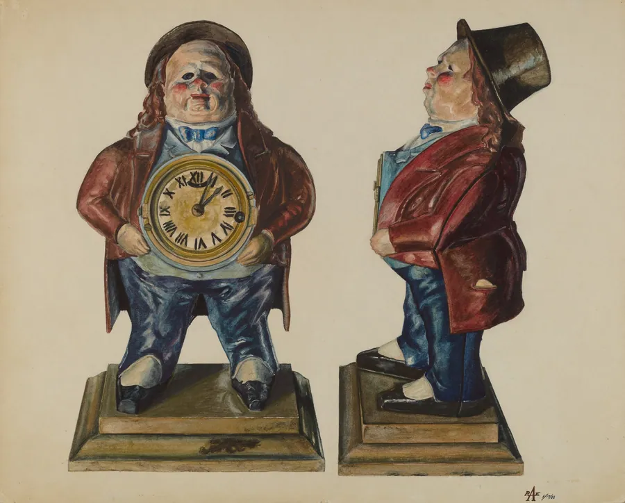 Clock-Toby (front and side view) by Ralph Atkinson