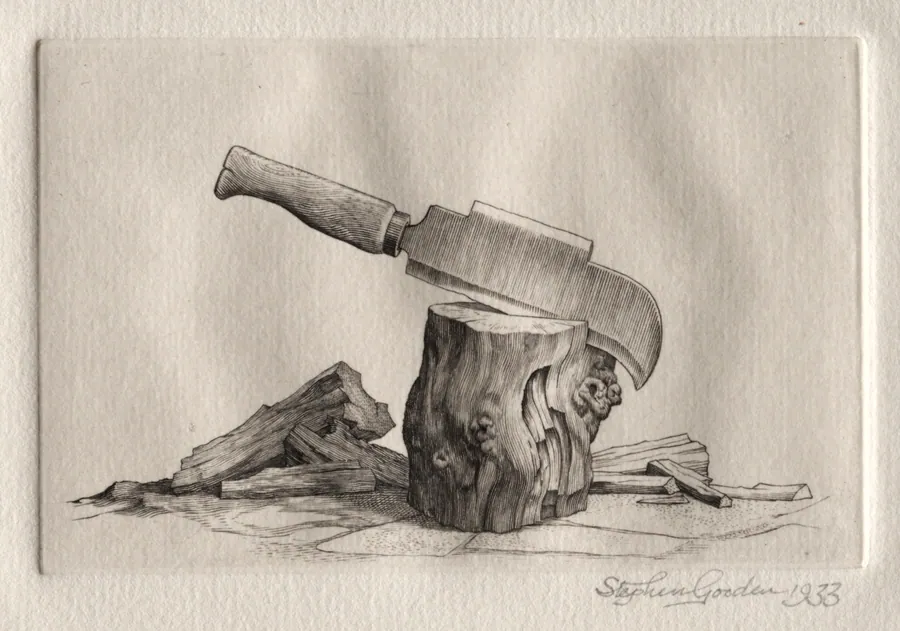 Illustration for "Peronnik the Fool":  A Bill and a Wooden Block by Stephen Gooden