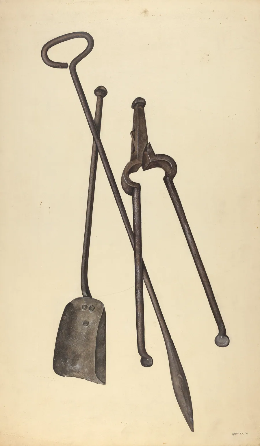 Zoar Fire Tongs, Poker and Shovel by Jerry Guinta