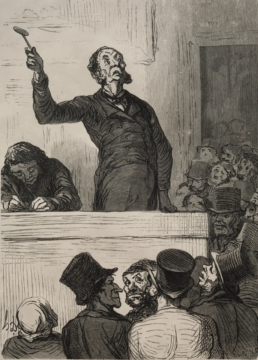The Auction House:  The Auctioneer by Honoré Daumier