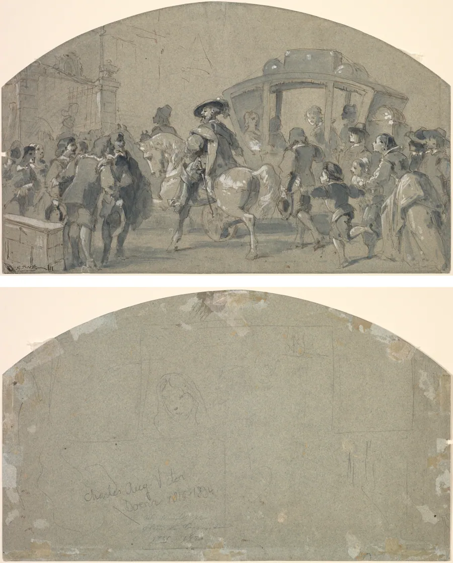 Street Scene (recto); Sketches (verso) by Gustave Doré
