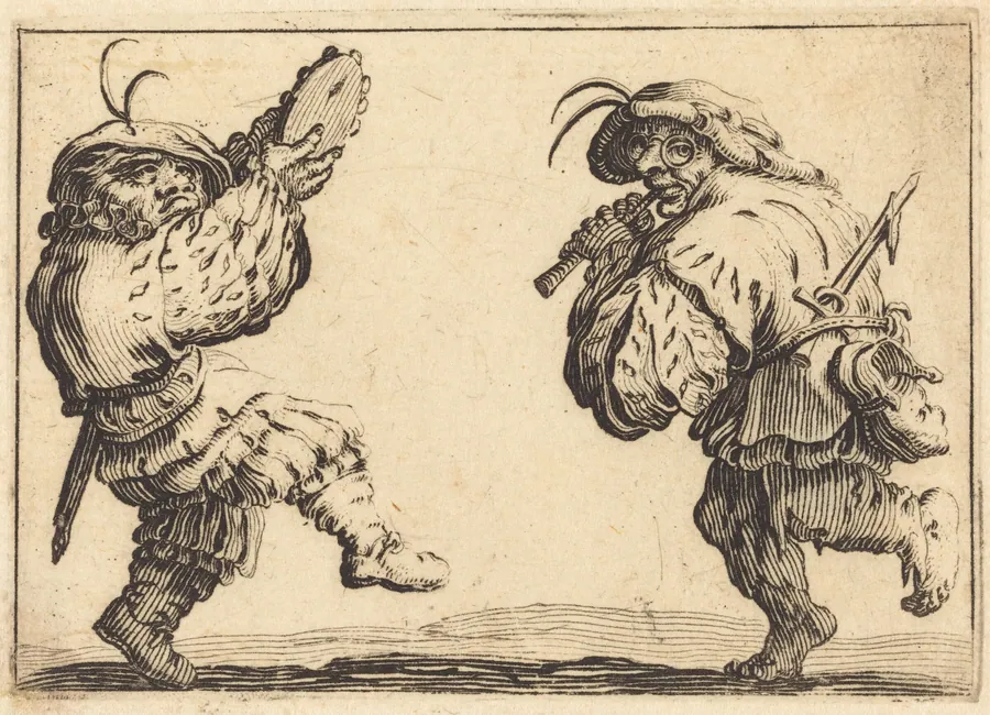 Dancers with Flute and Tambourine by Jacques Callot