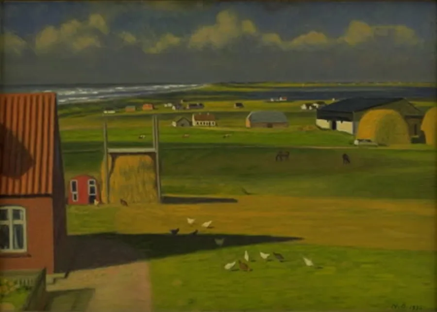 Vestjysk landskab med drivende skyer. Efterår by Niels Bjerre