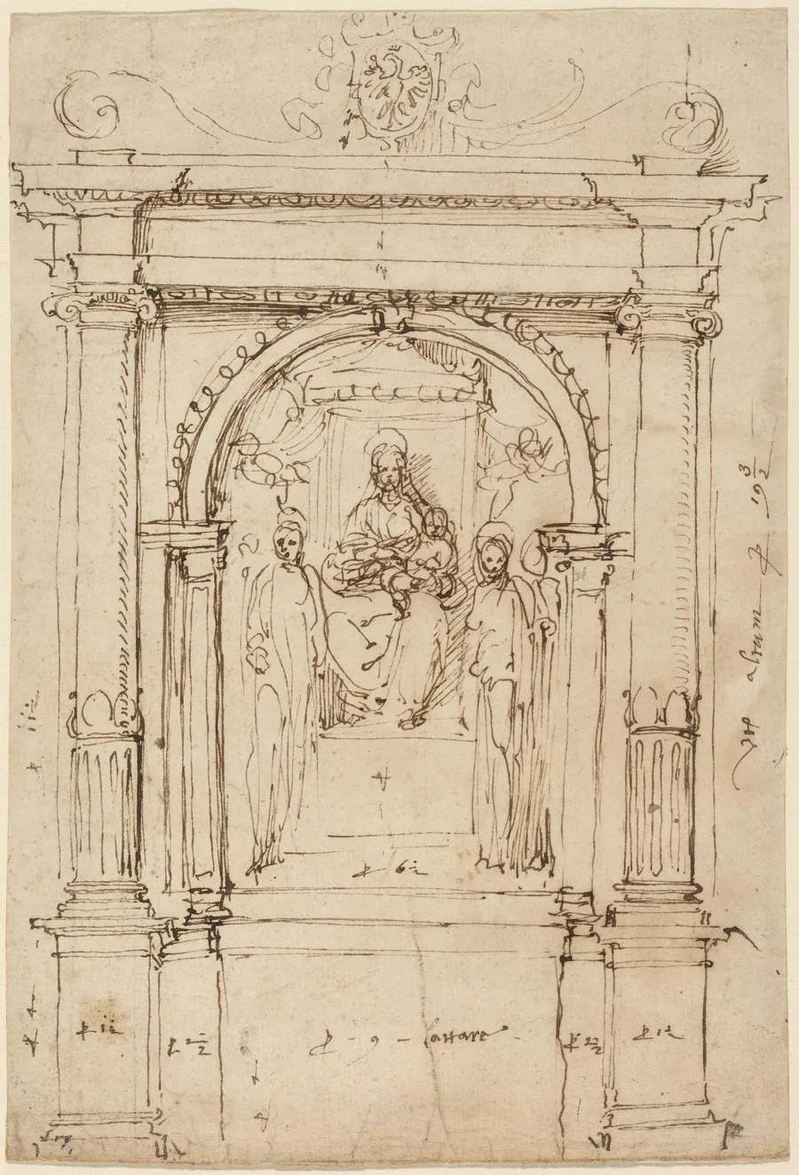 Altarpiece of the Madonna and Child with Saints, in Its Architectural Setting by Perino del Vaga