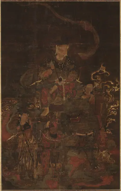 Monju Riding Lion with Attendants