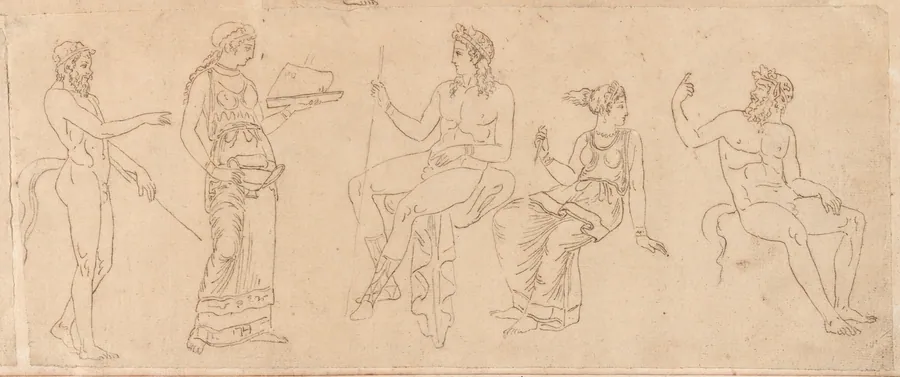 Woman with a Dish and Various Classical Figures by Jacques-Louis David