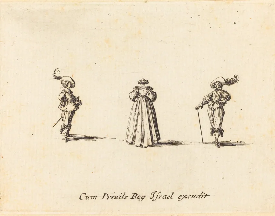 Lady Seen from Behind, and Two Gentlemen by Jacques Callot