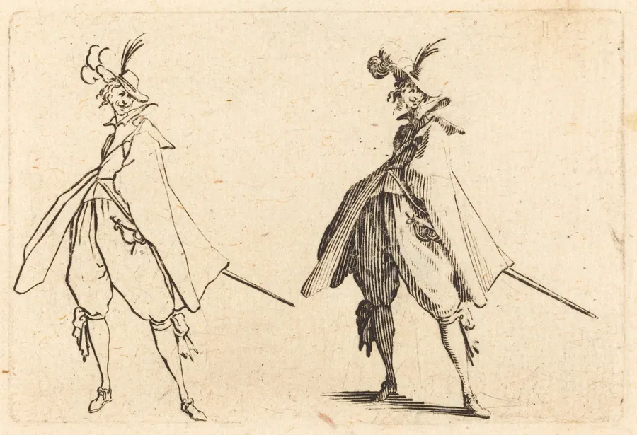 Gentleman in Large Mantle, Front View by Jacques Callot