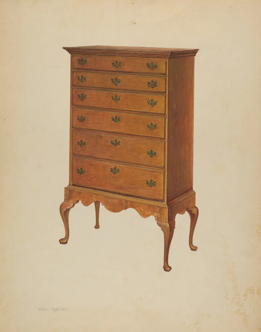 High Chest of Drawers on Frame by Charles Squires