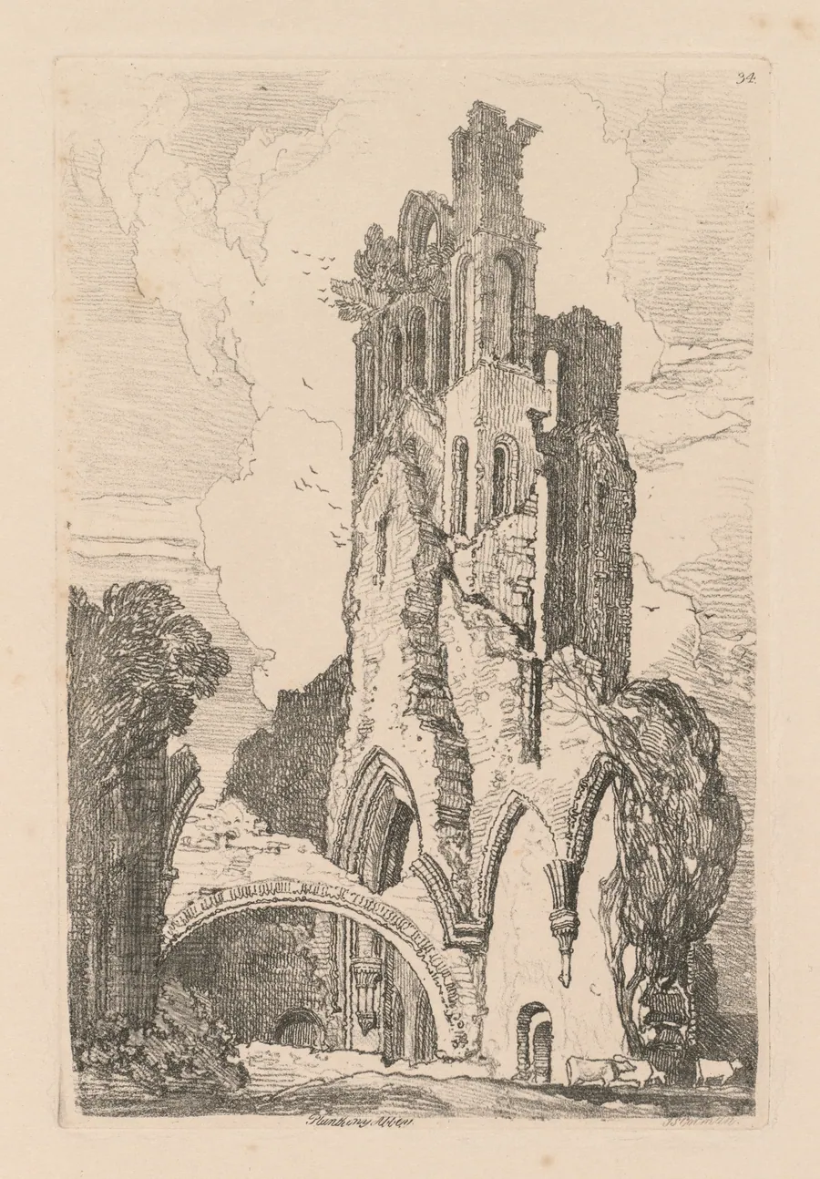 Liber Studiorum: Plate 34, Llanathony Abbey, Monmouthshire by John Sell Cotman
