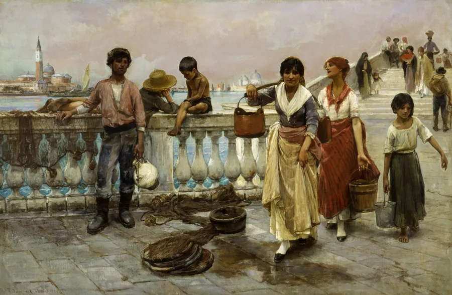 Water Carriers, Venice by Frank Duveneck, born Covington, KY 1848-died Cincinnati, OH 1919