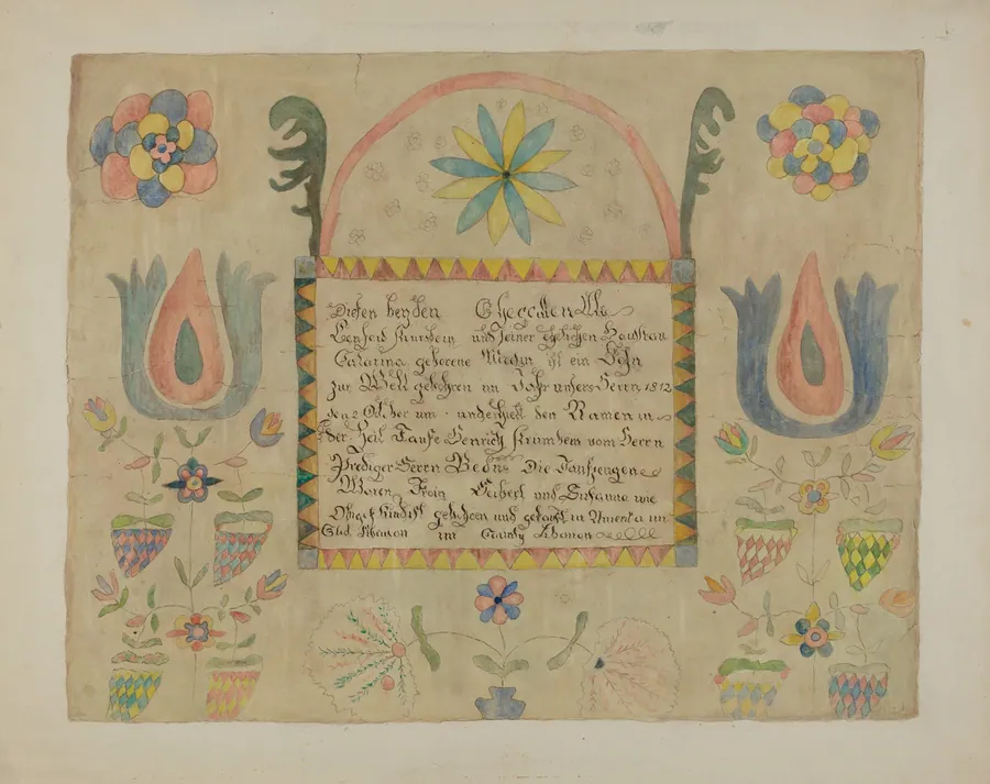 Pa. German Birth Certificate by Ethelbert Brown