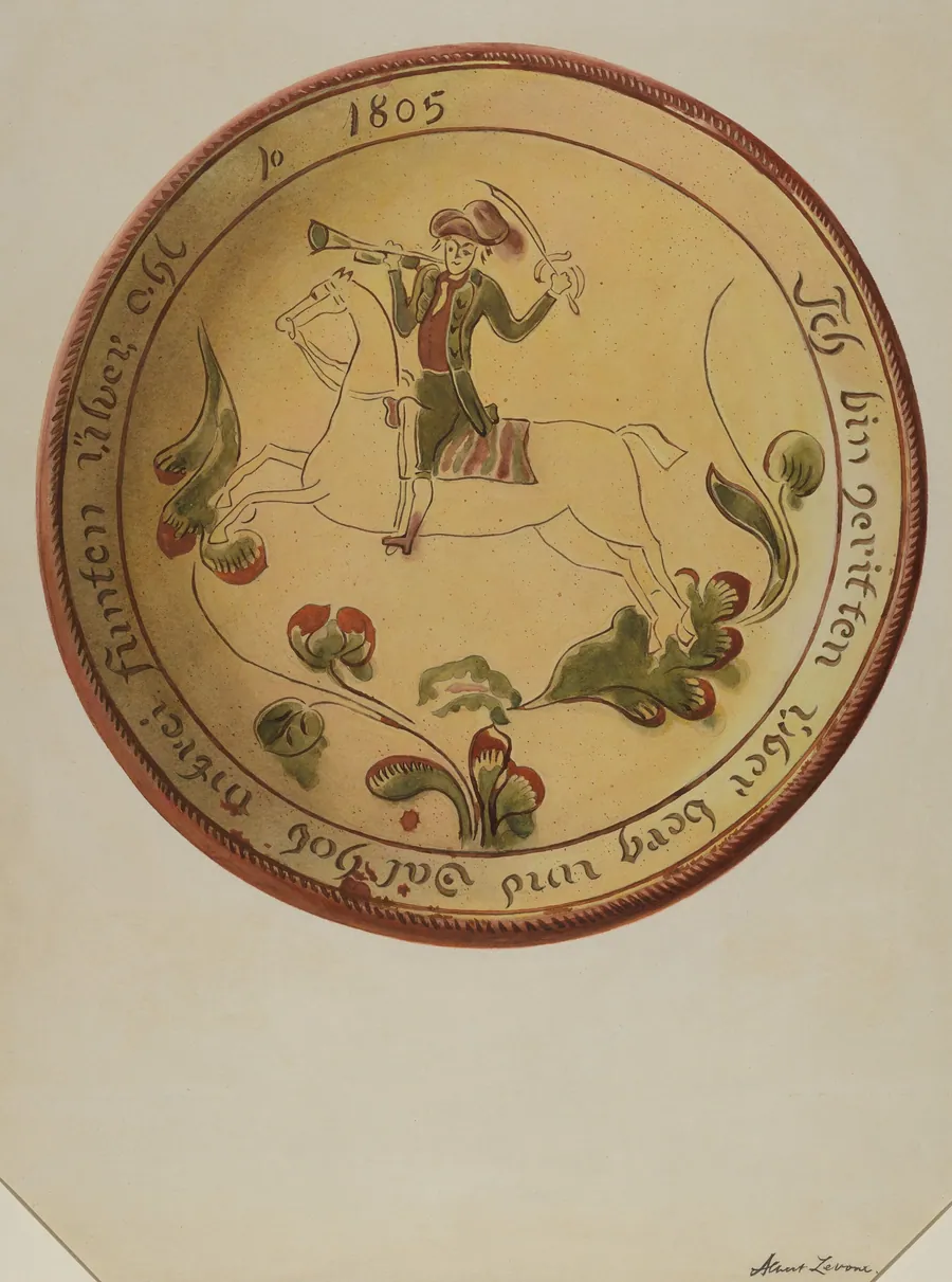 Plate with Soldier on Horseback by Albert Levone