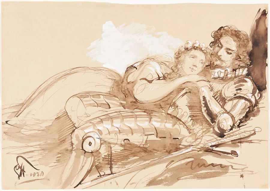 A Maiden Embraced by a Knight in Armor by Sir George Hayter