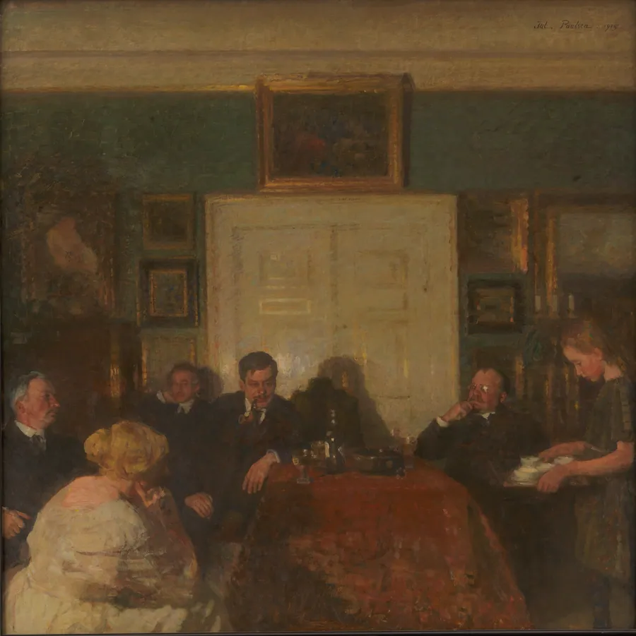 Aftenselskab i kunstnerens hjem by Julius Paulsen