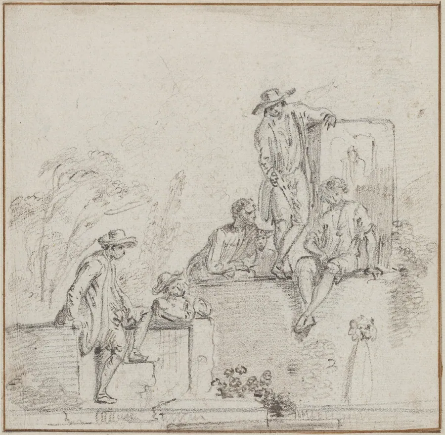 Figures Seated Around a Fountain by Jean-Baptiste Lallemand