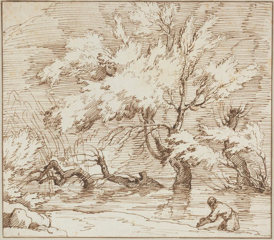 Trees Reflected in a Brook by Claude-Joseph Vernet