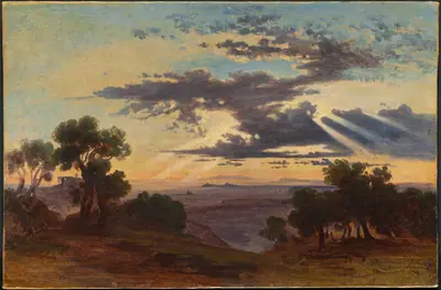 Sun Breaking through Clouds above the Roman Campagna
