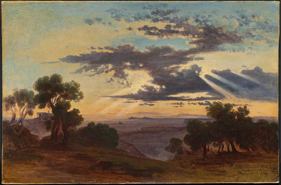 Sun Breaking through Clouds above the Roman Campagna by Johann Jakob Frey