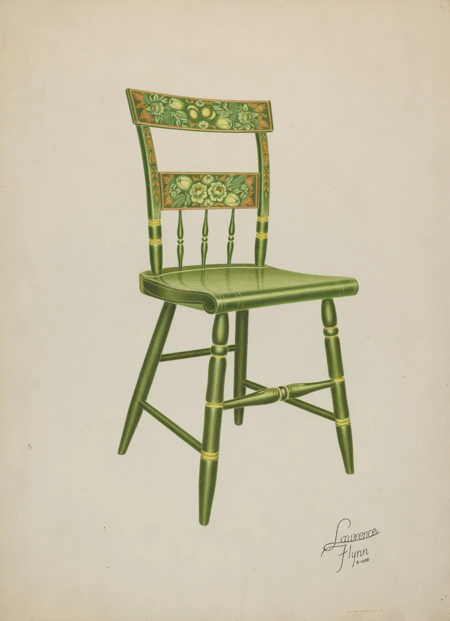 Stencilled Chair - One of Set of Six by Lawrence Flynn
